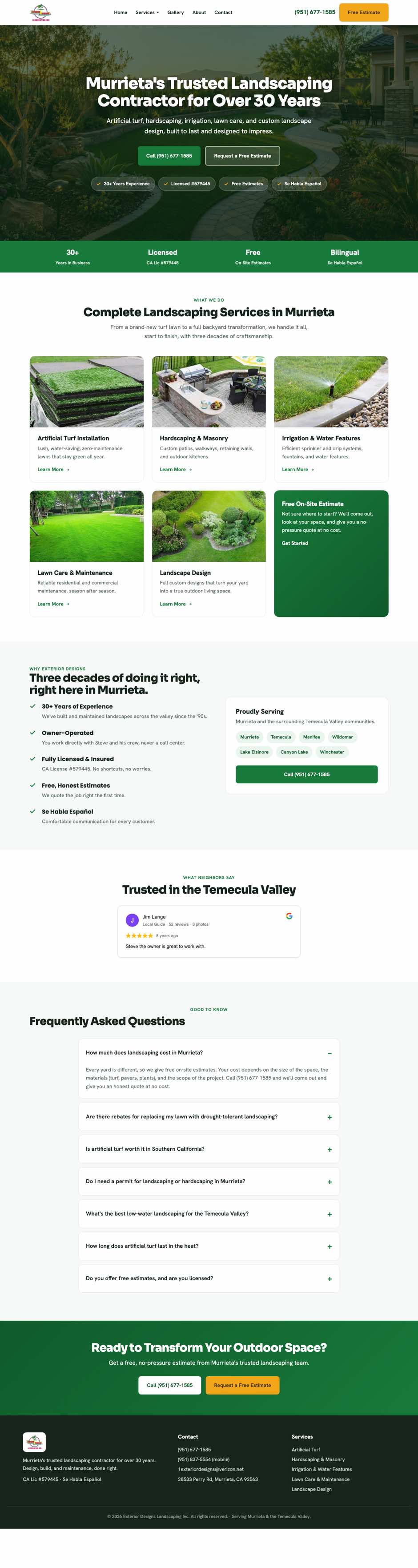 A landscaping website Highline built, shown in a laptop